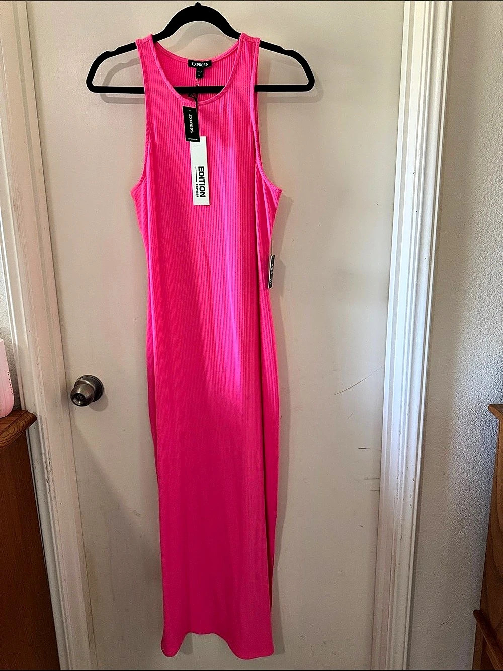 Express Edition Ribbed Maxi Dress Pink Medium